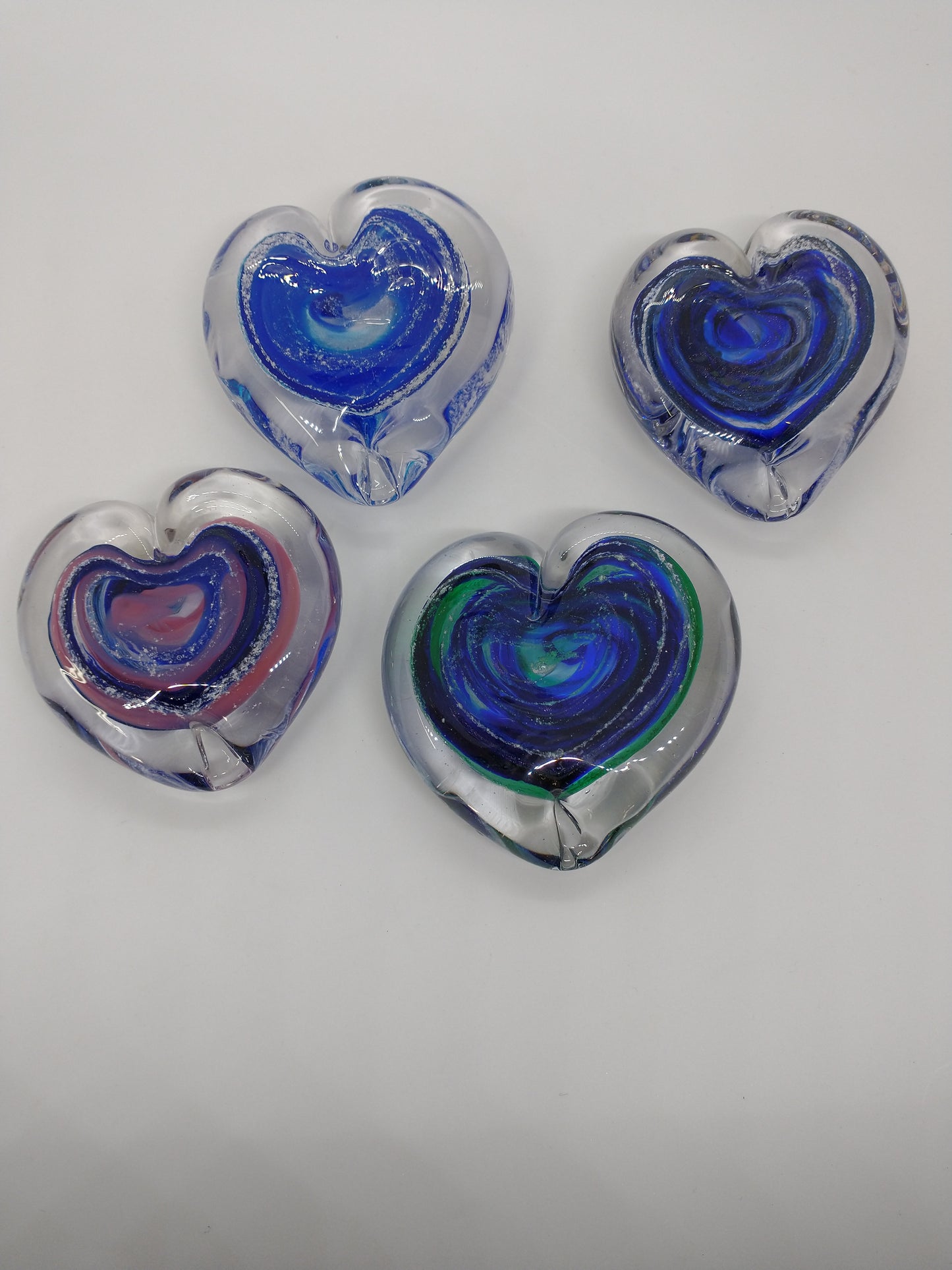 SMALL mini hearts Glass Memorials Hand Blown Glass Cremation Memorials Ashes heart shaped memorial healing stone