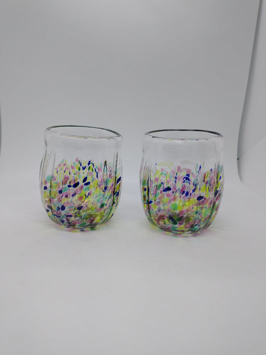 TWO Drinking glasses Stemless wine glass Drinking glass cocktail cups drinking glasses water cups cups glasses kitchen décor juice glass