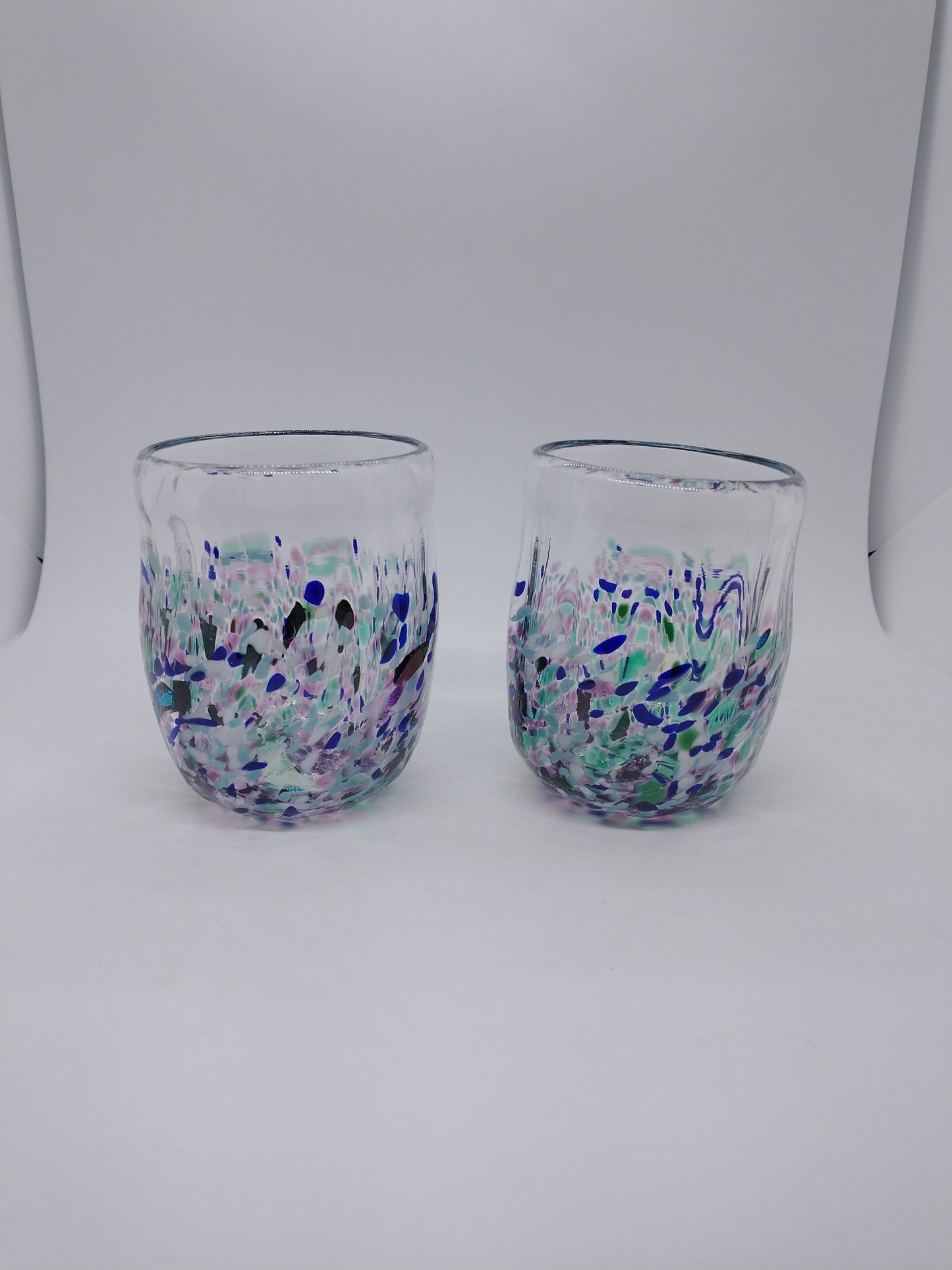 TWO Drinking glasses Stemless wine glass Drinking glass cocktail cups drinking glasses water cups cups glasses kitchen décor juice glass