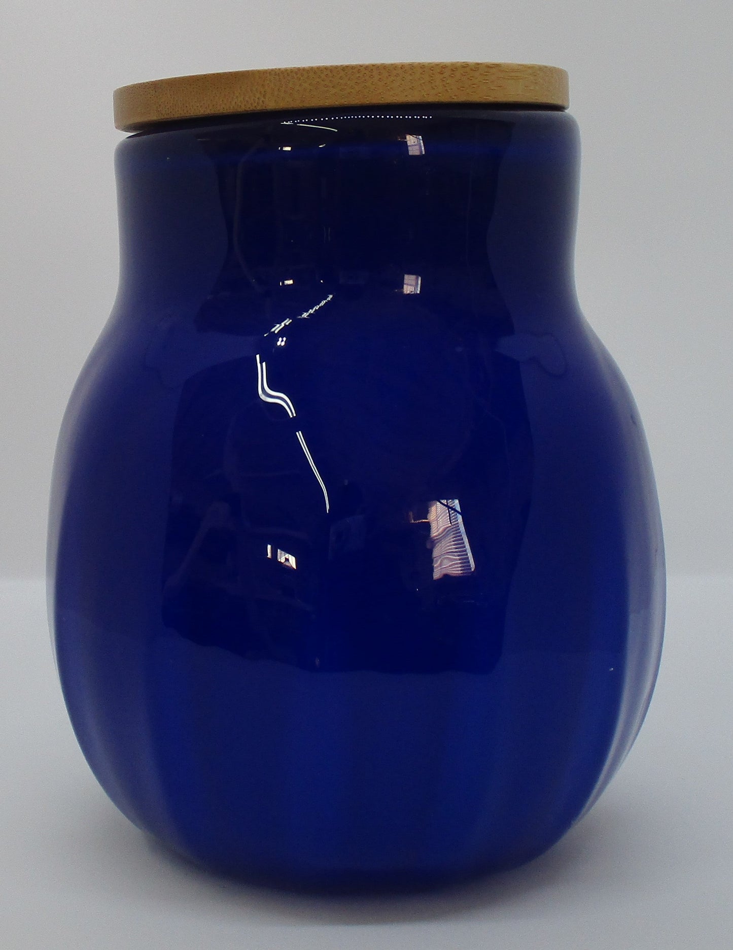 Blue Glass Jar with Lid Hand Blown Glass Kitchen Decor Sugar Jar Spice Jar Container