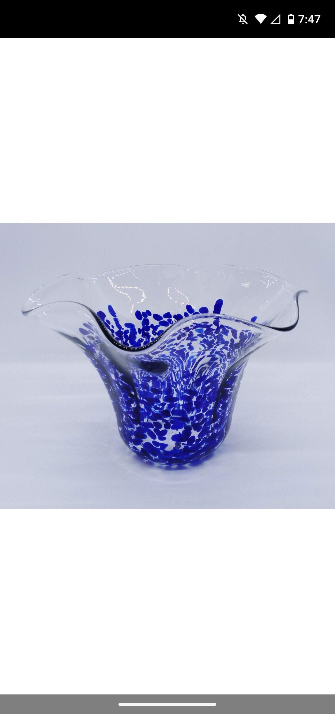 Blue Glass Vase decorative flower vase home decor hand blown