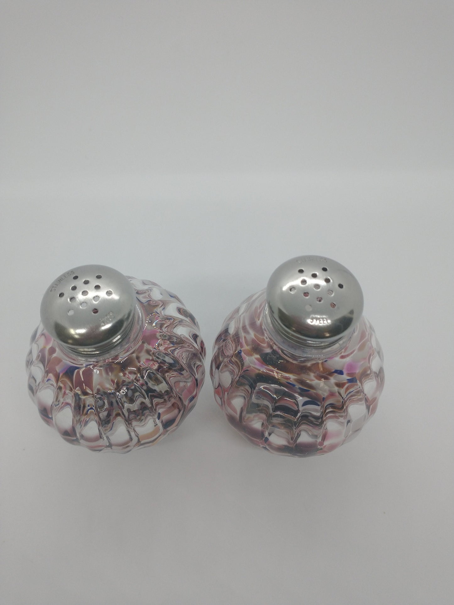 Pink Glass Salt and Pepper Shakers Glass Handmade Hand blown glass Kitchen Decor dining serving cooking