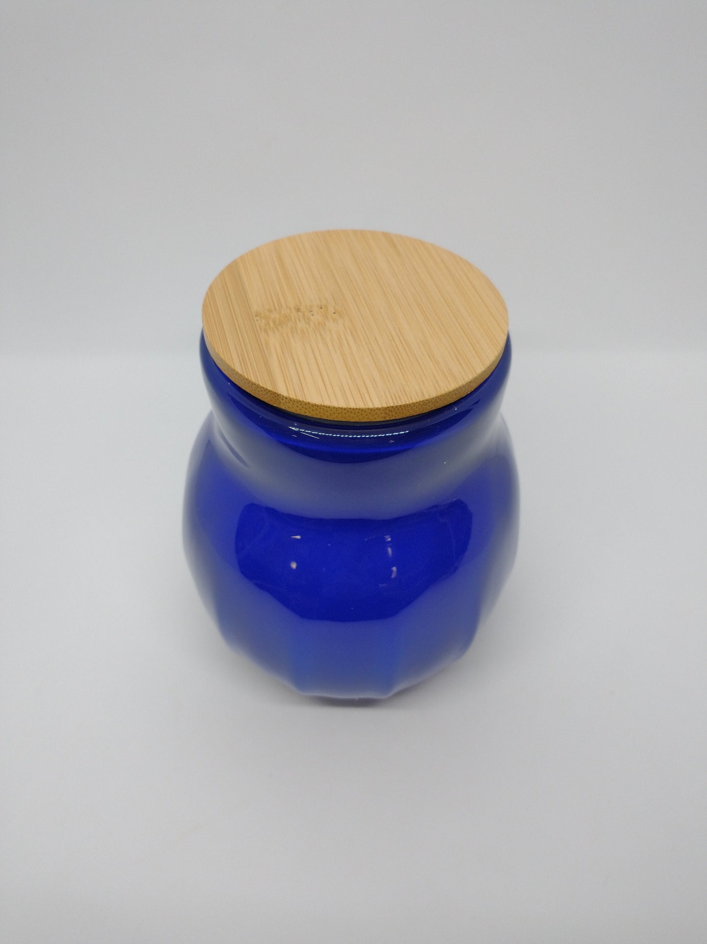 Blue Glass Jar with Lid Hand Blown Glass Kitchen Decor Sugar Jar Spice Jar Container