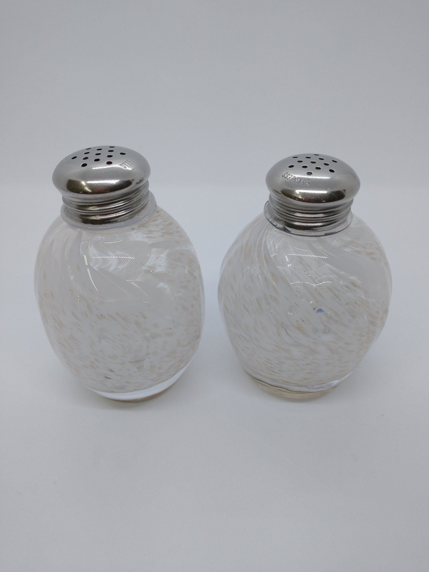 Glass white Salt Shaker Salt and Pepper Shaker hand blown glass White Kitchen Decor