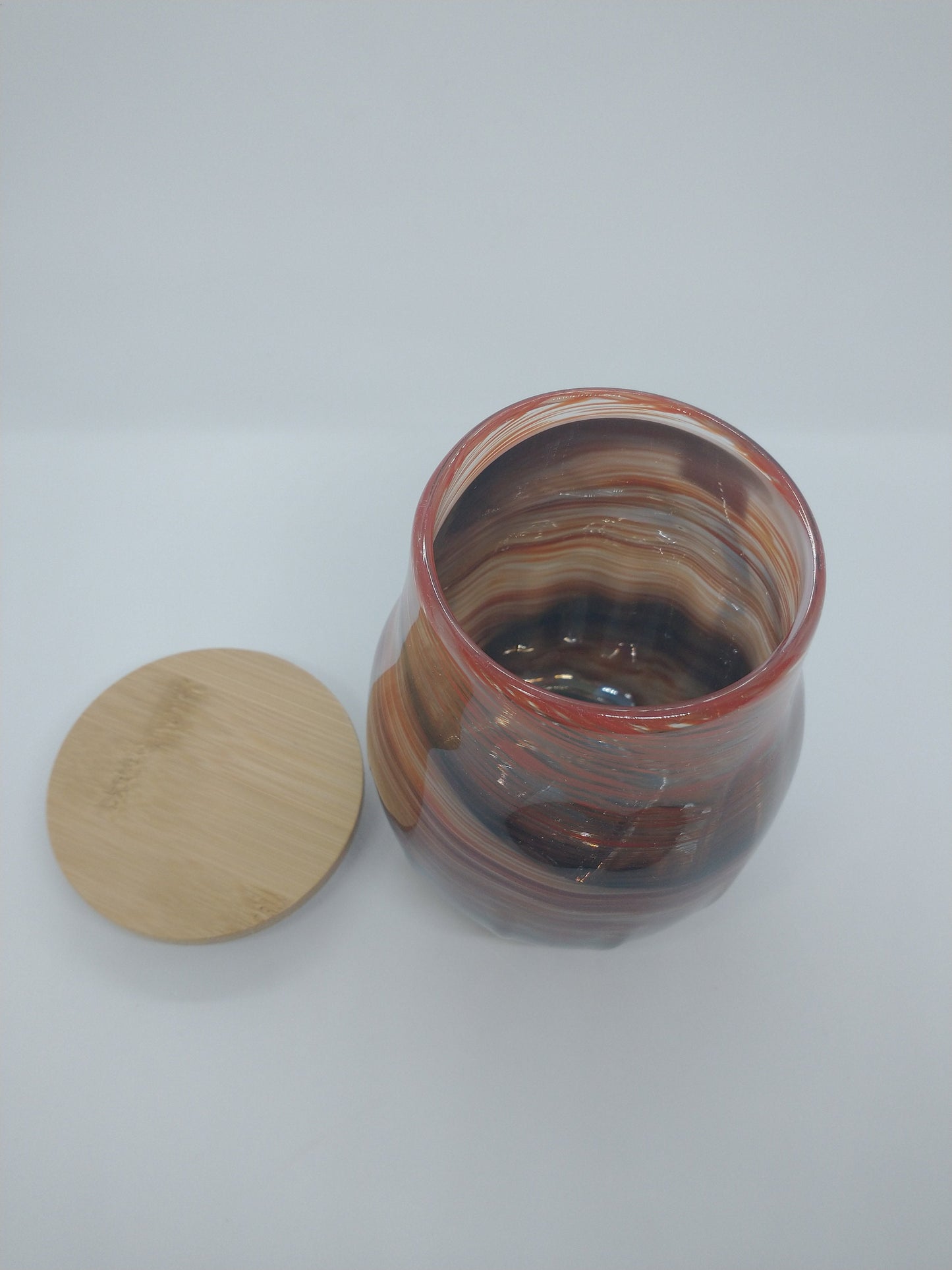 Red Glass Jar Hand blown glass Kitchen Container glass jar with lid Spice Jar Tea Sugar