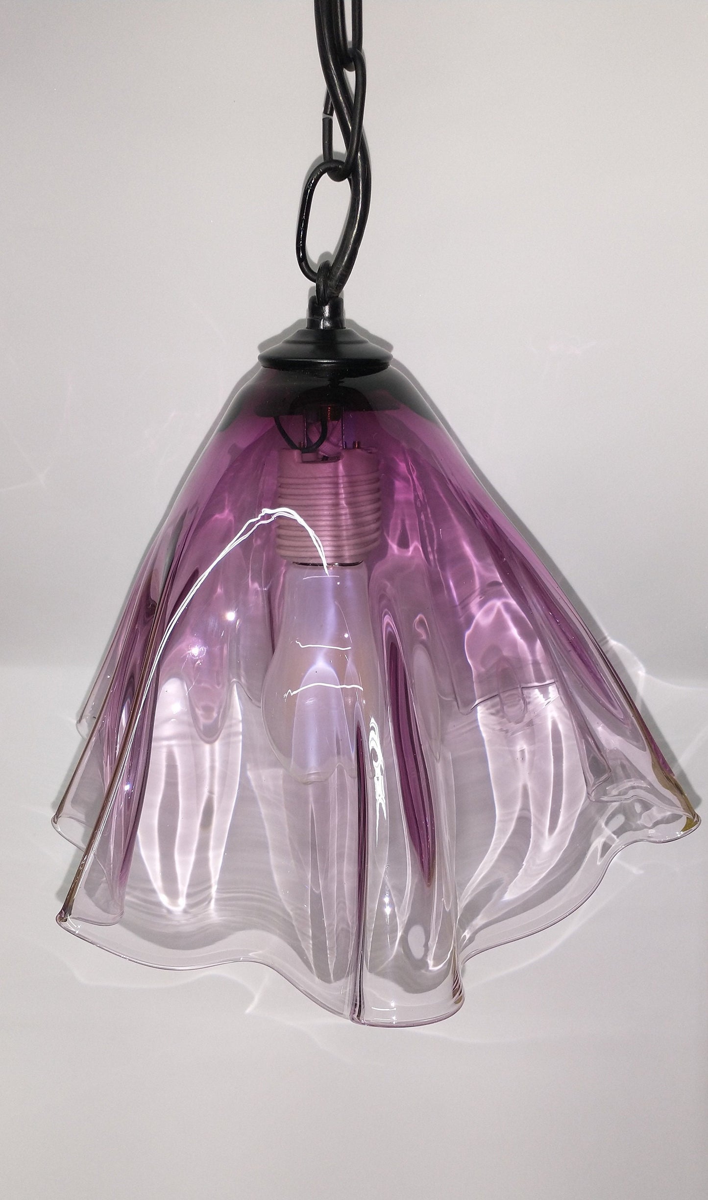 Purple glass Pendant light canopy Glass Pendant lighting canopy Hand Blown Glass Lightening Home Decor