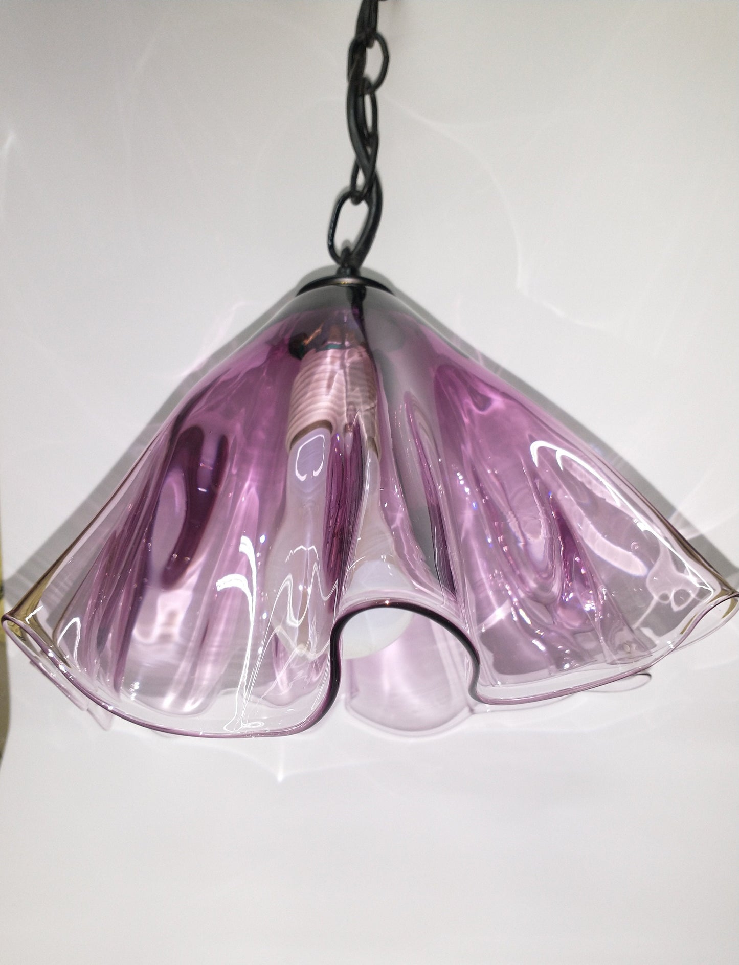 Purple glass Pendant light canopy Glass Pendant lighting canopy Hand Blown Glass Lightening Home Decor