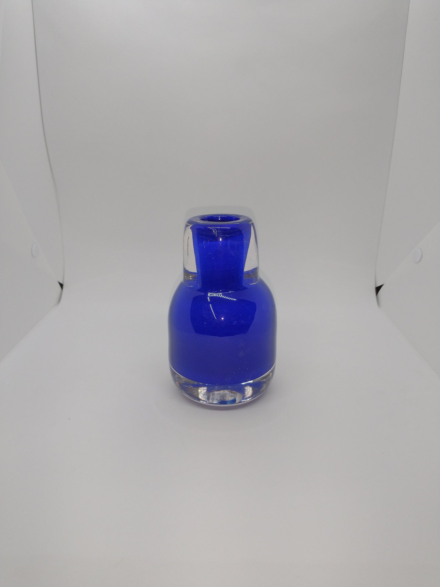 Blue glass Thick vase Hand Blown Glass Vase Home Decor  Blue