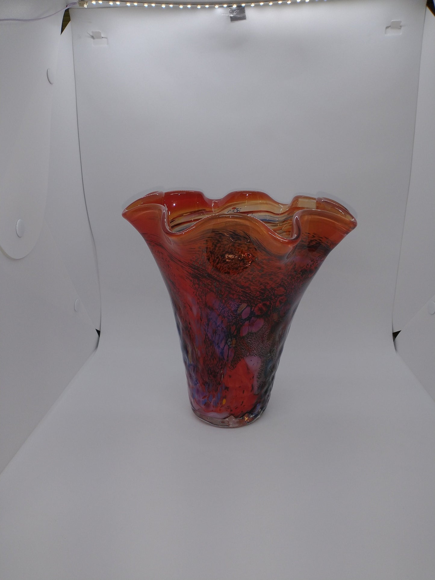 Red glass Vase Crystal Glass Vase Hand Blown Glass Home Decor  Gift