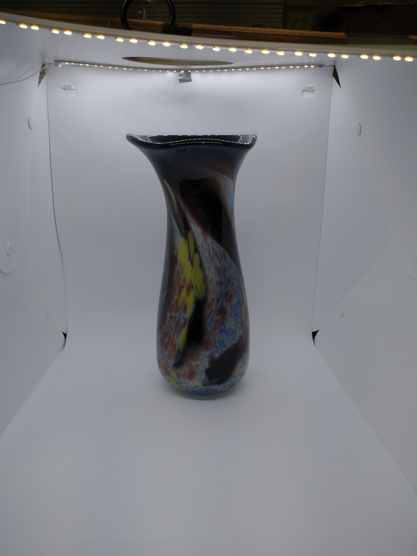 Tall Glass Vase Black Hand blown glass decorative Home Decor Flower Vase