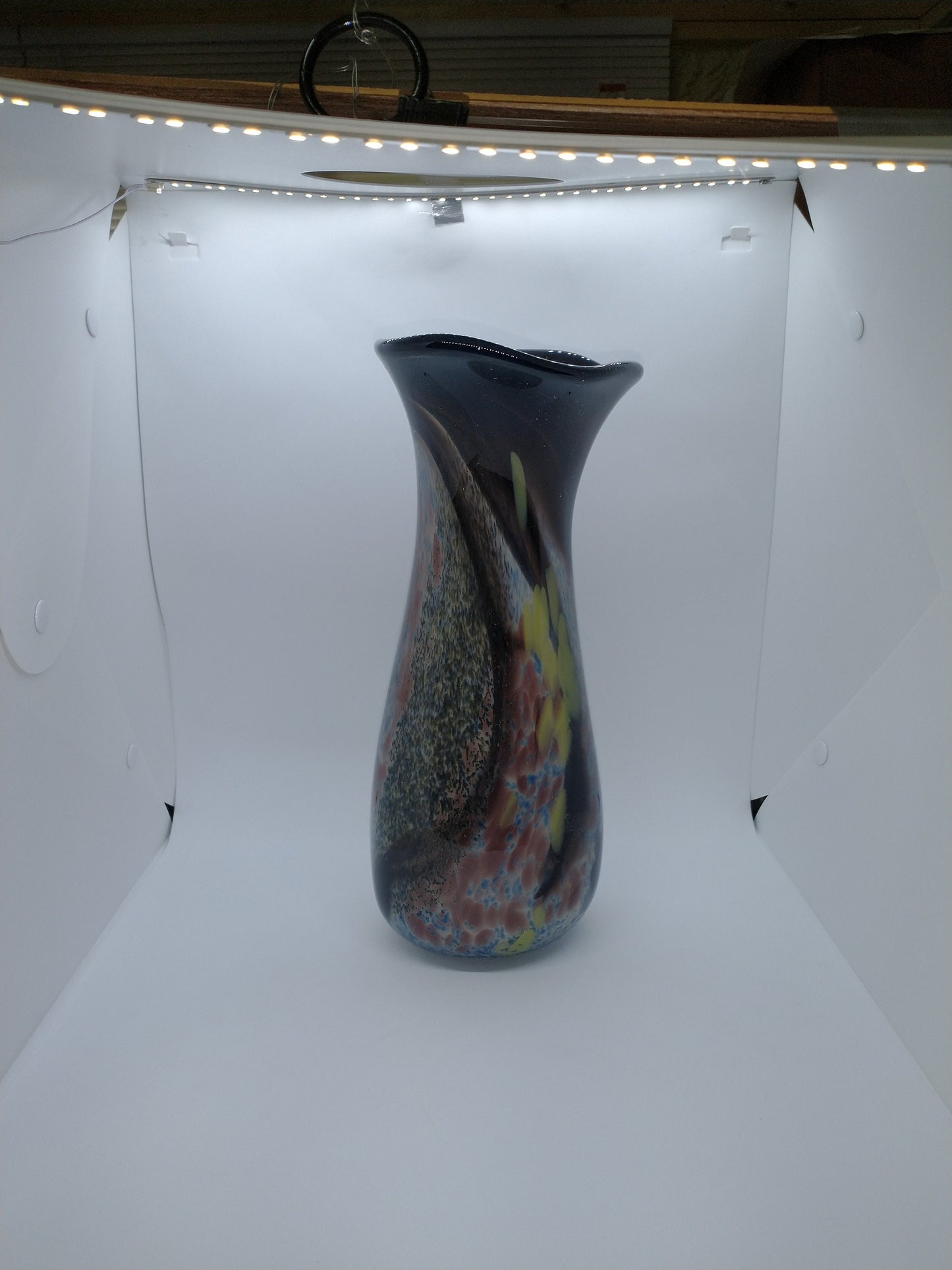 Tall Glass Vase Black Hand blown glass decorative Home Decor Flower Vase