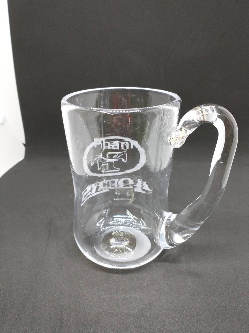 Hand Blown Glass Drinking MUG Personalize customize Etched engraved gift