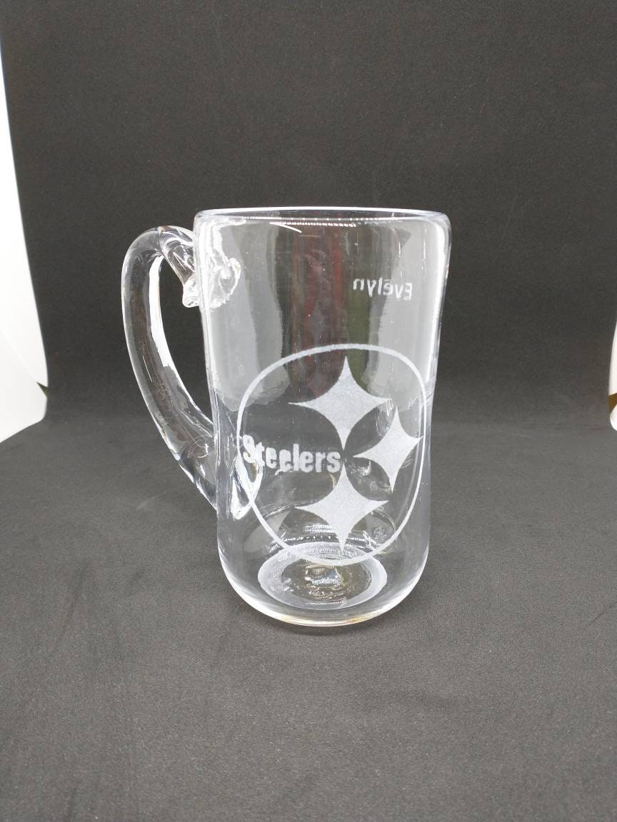 Hand Blown Glass Drinking MUG Personalize customize Etched engraved gift