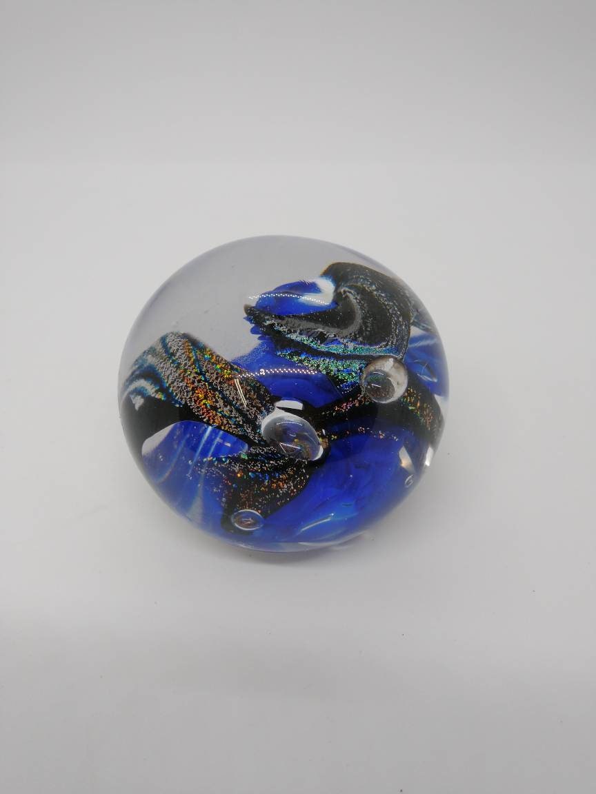 Glass Paperweight dichroic sparkle Hand Blown Glass Ornament decoration home decor gift idea