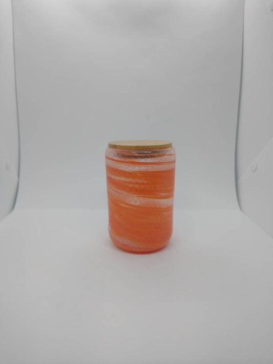 Orange Glass Jar with Lid Mason Jar Spice Jar sealable red kitchen Jar Hand Blown Glass