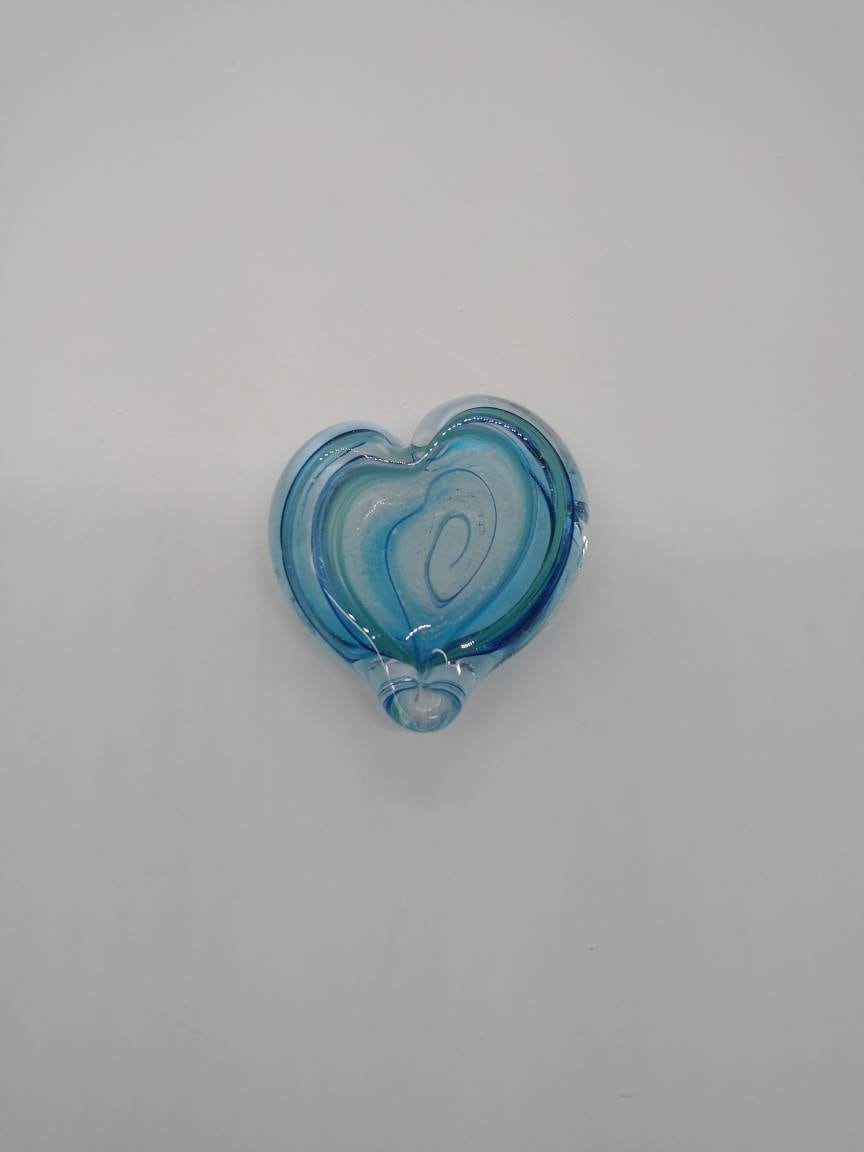 SMALL mini hearts Glass Memorials Hand Blown Glass Cremation Memorials Ashes heart shaped memorial healing stone