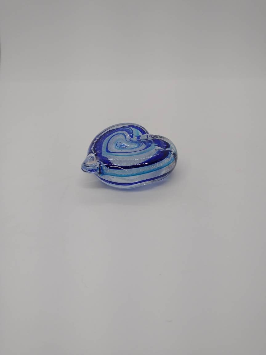 SMALL mini hearts Glass Memorials Hand Blown Glass Cremation Memorials Ashes heart shaped memorial healing stone