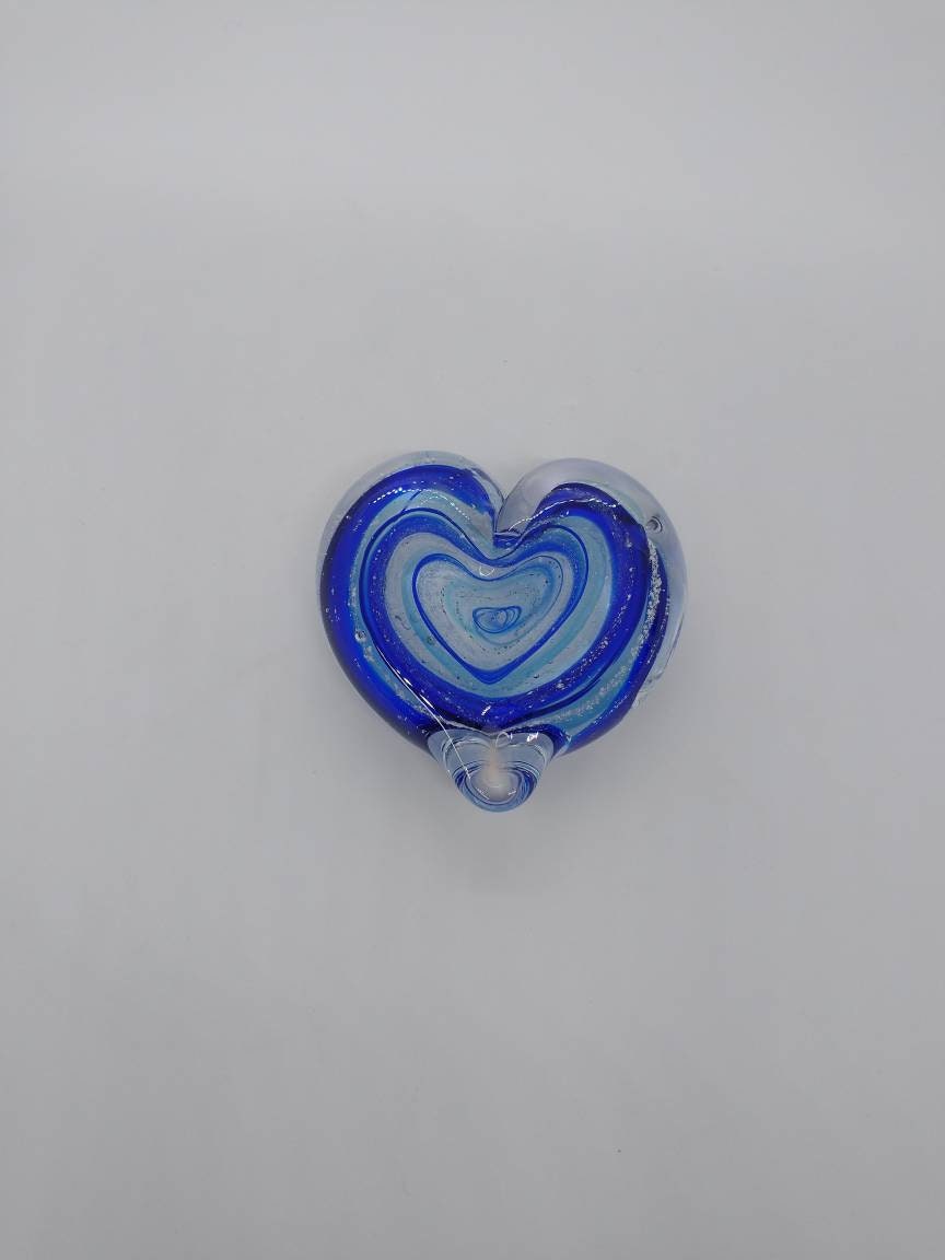 SMALL mini hearts Glass Memorials Hand Blown Glass Cremation Memorials Ashes heart shaped memorial healing stone