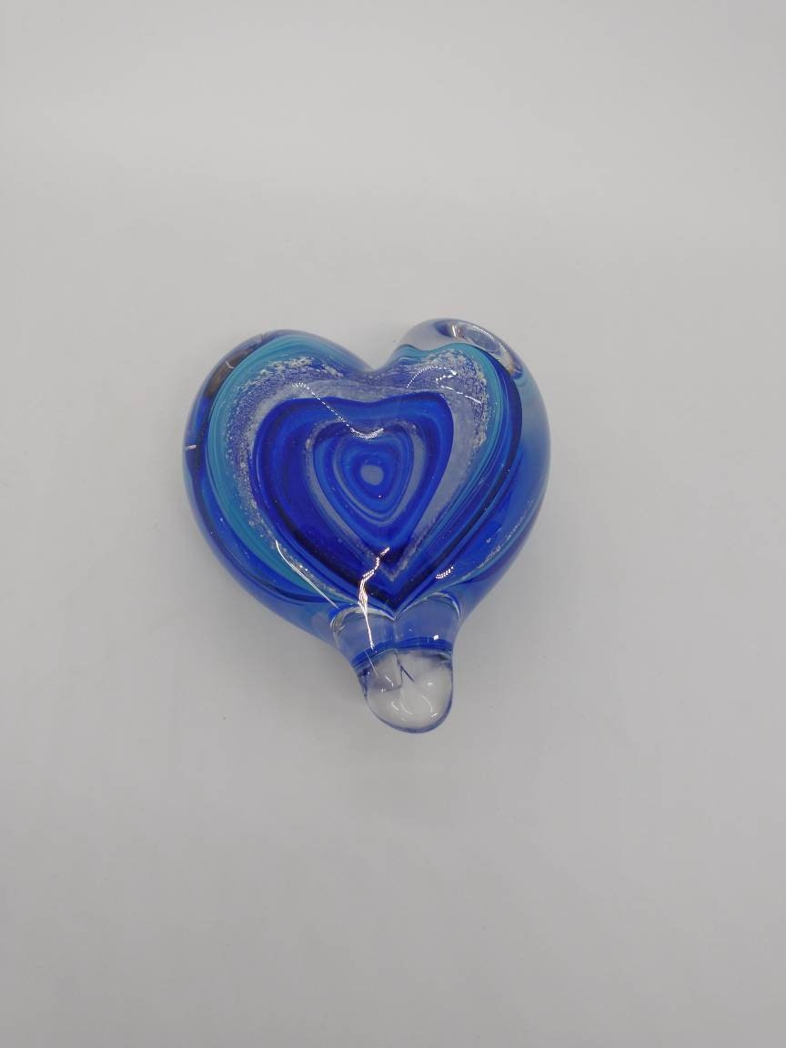 SMALL mini hearts Glass Memorials Hand Blown Glass Cremation Memorials Ashes heart shaped memorial healing stone