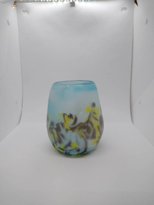 Frosted Glass Vase home decor small glass vases hand blown large blue glass jar