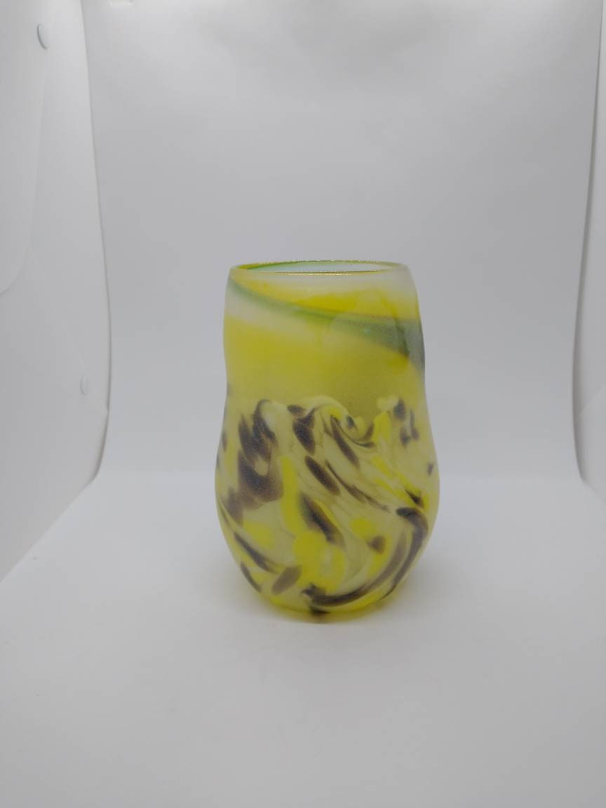 Frosted Glass Vase home decor small glass vases hand blown large yellow glass jar