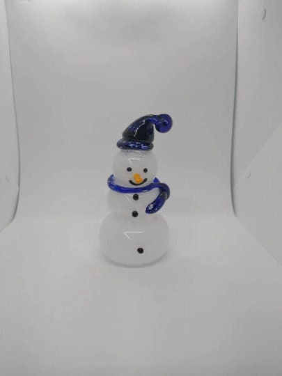 Glass Snowman frosty the snowman glass snowmen Hand Blown Glass Snowmen Decorative winter snowman Christmas snow decorative